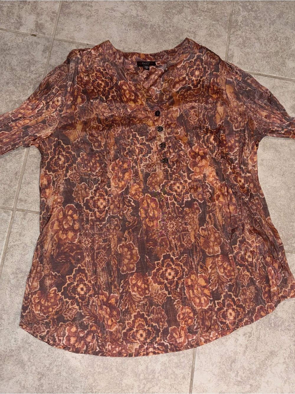 Cocomo Brown Floral Button-Front Blouse